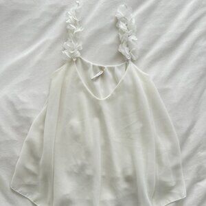 Spaghetti strap blouse with flowers